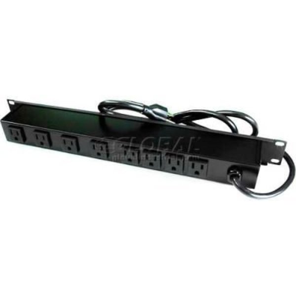 Wiremold Wiremold Rack Mount Surge Protected Power Strip, 8 Outlets, 15A, 3kA, 15' Cord R8BZ-15*